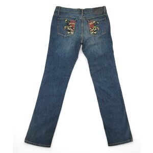 Ed Hardy Y2K‎ NWT Rhinestone Skull Jeans 32 Grunge Indie Sleaze Tattoo Low Rise
